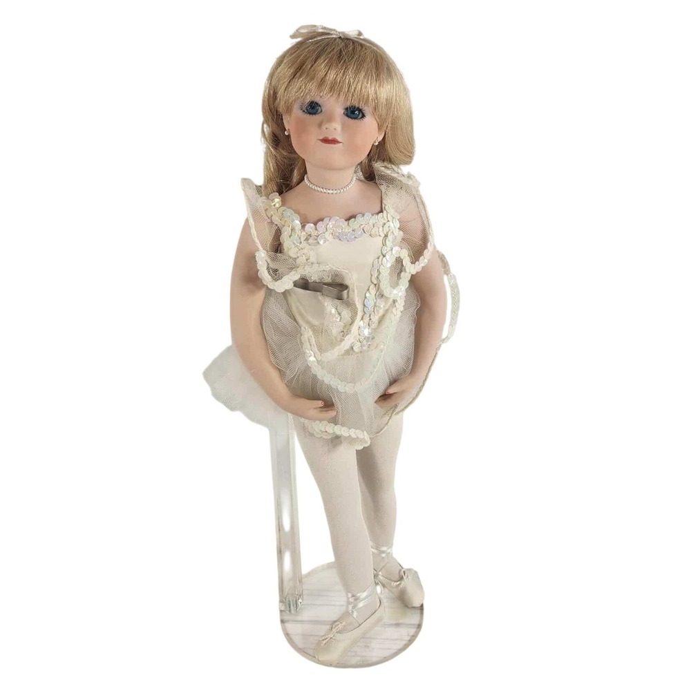 Susan Wakeen Porcelain‎ Ballerina Doll White Sequined Tutu Pearl Necklace